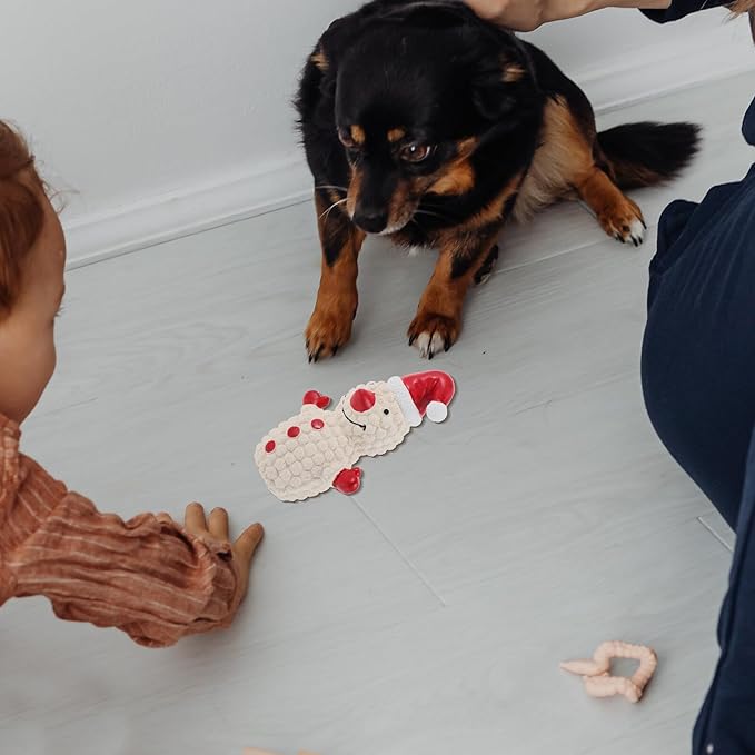 Outanaya Christmas Latex Squeaky Dog Snowman and Santa Interactive Chew for Outdoor Play Training Puppy Pet Supplies