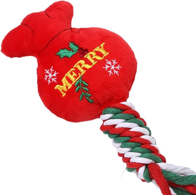 Dog Rope Toy Christmas Dog Toy Lightweight Pet Supplies for Aggressive ers Dog Toy for Playing Training Xmas Gifts, Bag