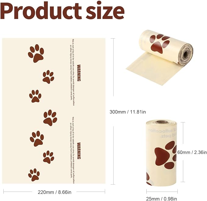 HEEPDD Dog Waste Bags, 18 Rolls Scented Poop Bag with Dispenser and Clip, Thick Leak Proof Cleanup Bags for Pet Dog Cat, Outdoor Walking Travel Supplies (Milk Scent)