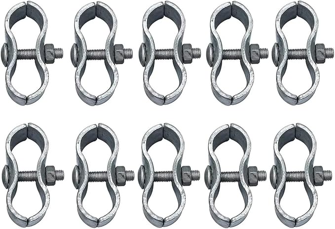 Plutreas Chain Link Fence Panel Clamps 1-3/8" Dog Kennel Panel Clamps for Round Pipe Panel Frame (Set of 10)
