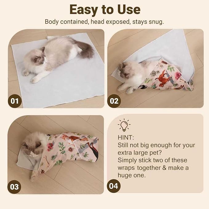 Purrfect Peace Cat Swaddle Wrap – 31.5" Professional Calming Restraint Bag for Grooming, Nail Trimming & Medicine - Adjustable Cat Restraint for Grooming, Nail Clipping & Vet Visits
