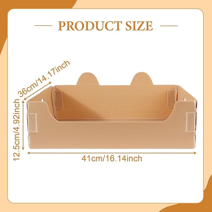 Cat Travel Toilet Large Capacity Open Litter Pan Potty for Indoor Cats Adorable Funny Design- Brown