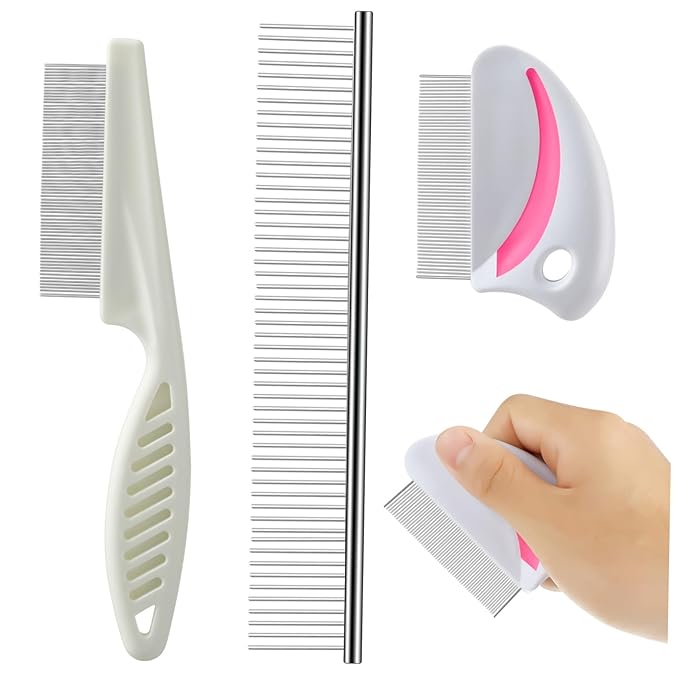 BESPORTBLE 3pcs Dog Cat Grooming Tools Stainless Steel Comb for Hair Removal Tangles Mats and Skin Massage