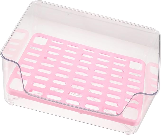 Beaupretty Acrylic High-Sided Cat Litter Box with Splash Guard Medium Pink Kitten Litter Pan Potty for Indoor Cats Portable Pet Toilet for Supply and Housebreaking