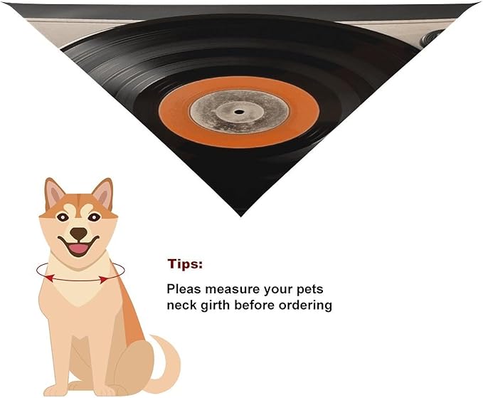 Dog Bandana Spring Pet Scarf Adjustable Triangle Vintage Vinyl Record Printing Dog Bib Washable Polyester Puppy Bandana for Small Medium Large Dogs Cat Birthday Party Supplies