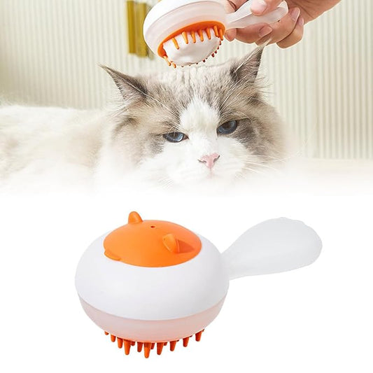 Pet Comb Bath Brush, Ergonomic Pet Bath Massage Brush for Cat Dog, Grooming Shampoo Brush Dual Use Of Dry/Wet Hair Removal Brushes, Shower Wash Brushes for Long & Short Hair Pets (Orange)