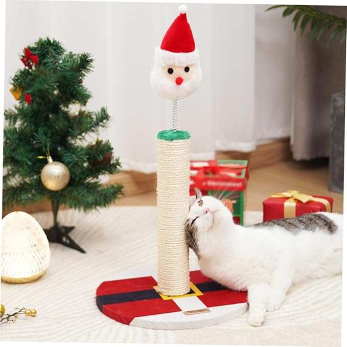 UPKOCH Christmas Cat Scratching Post Vertical Sisal Activity Tower Indoor Kitten Scratcher for Daily Use