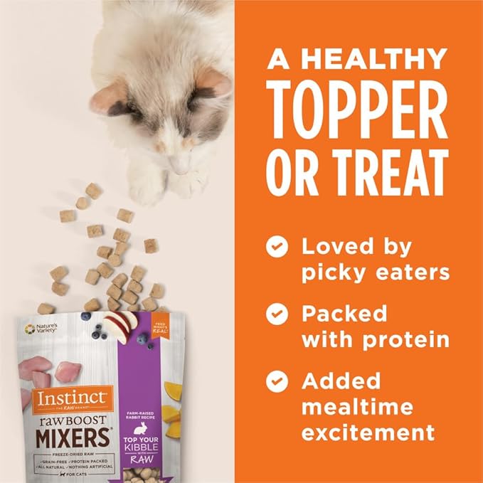Instinct Raw Boost Mixers Freeze Dried Cat Food Topper,Grain Free - Farm-Raised Rabbit,6 oz. Bag,(Pack of 2)