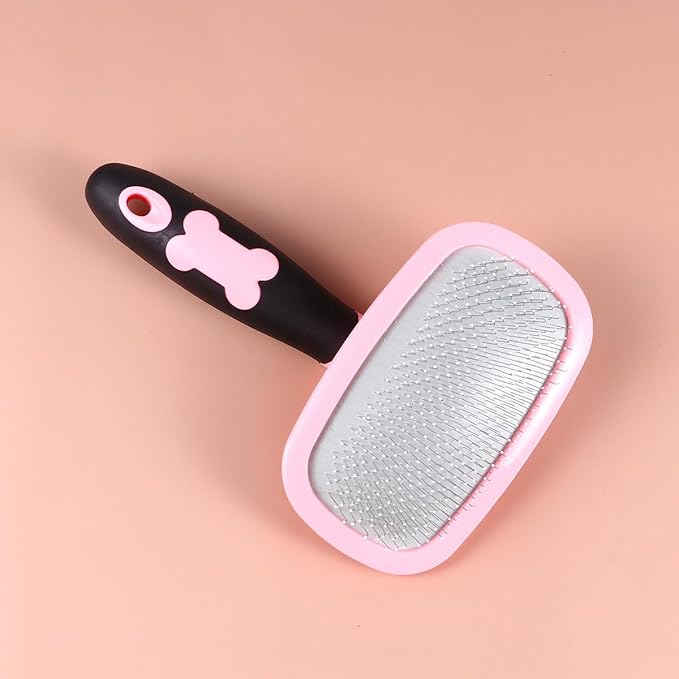 ERINGOGO Pet Grooming Comb 360° Rotatable Massage Brush Large Size Pink with Dots for Dog and Cat Shedding and Cleaning