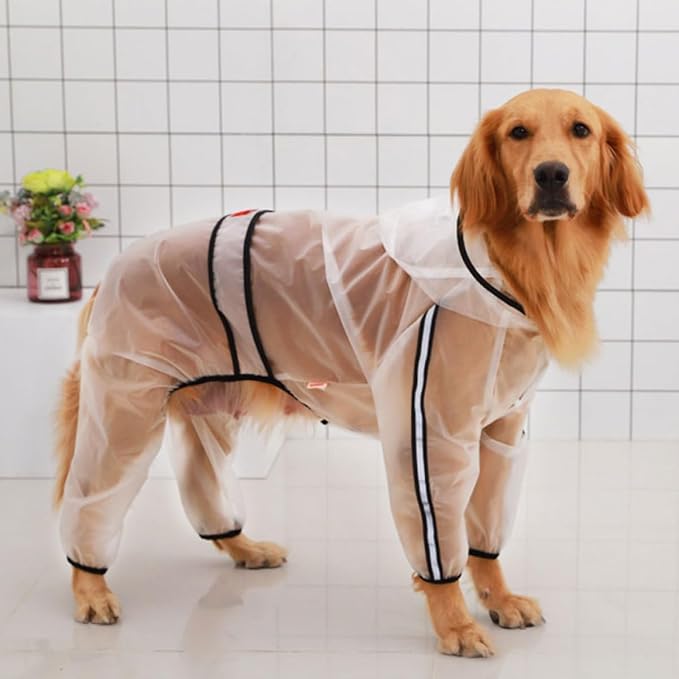Dog Raincoat Waterproof Full Coverage Hooded Rain Outfit Lightweight Body Protector for Medium Large Dogs Outdoor Rainy Day Pet Supplies 4XL