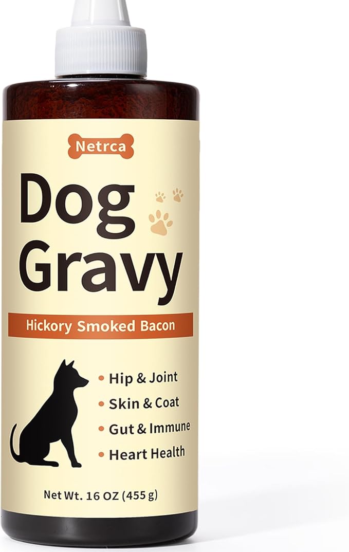 Dog Gravy Topper – Bacon Flavor for Picky Dogs, with Essential Vitamins & Functional Nutrients for Hip & Joint Support, Turn Basic Kibble into a Power-Packed Meal – 16 OZ