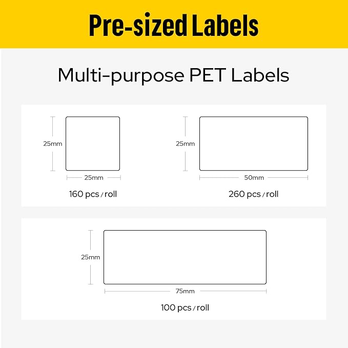 MakeID EP53 Labels, All-Weather PET Label Tape with Ribbon Cartridge for Indoor/Outdoor ID and Equipment Labeling - for EP53 Portable Industrial Label Maker