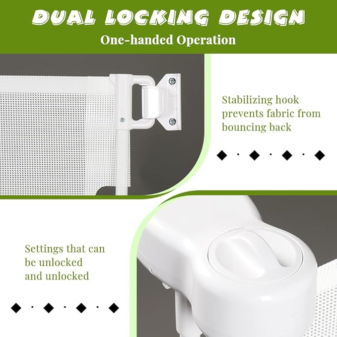 47" Extra Tall Retractable Baby Gates, Extends to 71" Wide, ExtraTall Retractable Safety Gate with Reinforced Strips, Retractable Tall Dog Gates for Doorways Mesh Baby Pet Gates Indoor, White