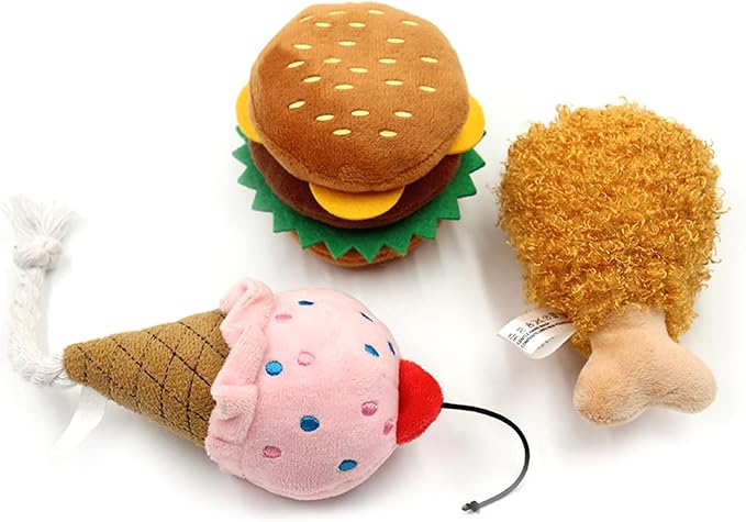 Peiiwdc Stuffed Simulation Food Shape Dogs Squeaky Toy Soft Massage Supplies Pet Simulation Food Molar Pet Supplies Chew for Aggressive Chewers Large Breeds Indestructible for Small Stuffed