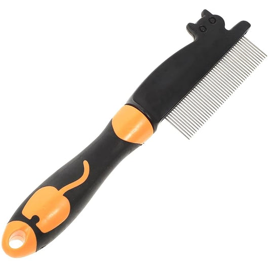 YARNOW Dog Hair Comb Stainless Steel Dematting Rake Multi-function Pet Grooming Comb Small Portable Household Dog Supplies for Tangled and Loose Fur Removal