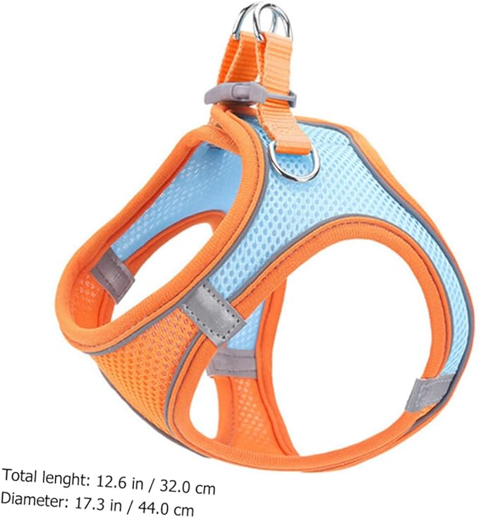 Pet Dog Vest Harness with Reflective Stripes Breathable Mesh Medium Size for Walking Puppies and Cats, Adjustable Chest Strap Leash Pet Supply