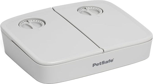 PetSafe Analog 2 Meal Programmable Pet Feeder, Automatic Dog and Cat Feeder - Dry or Semi-Moist Pet Food Dispenser, Slow Feed Portion Control (3 Cup/16 Ounce Total Capacity), Tamper-Resistant Design