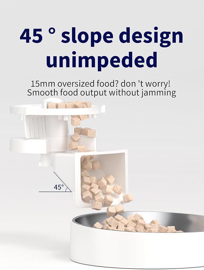 Automatic Cat Feeder, 2.4GHz WiFi Automatic Dog Food Dispenser, Fresh Protection, 4L Timer Feeder, Personalized Recording 10 Seconds, Easy to Clean, Stainless Steel Bowl (Double/White)