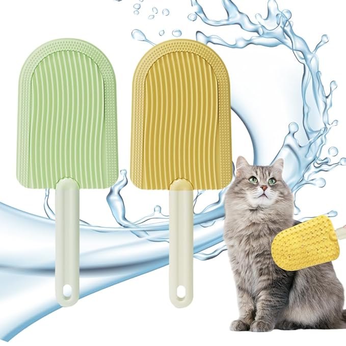 Cat Tongue Comb, 2025 New Cat Brushes for Indoor Cats Cat Hair Brush for Long Haired Cats, Cat Grooming Brush Cute Ice Cream Cat Fur Remover Comb for Cats Grooming (F-2PCS)