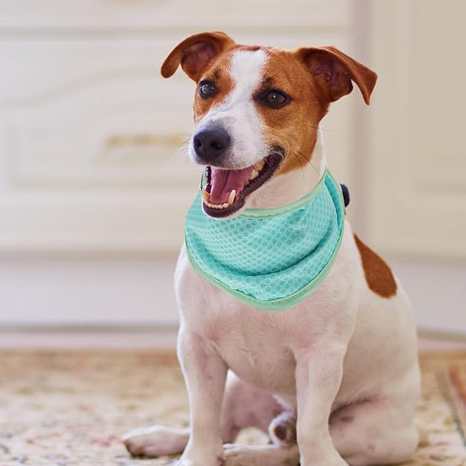 Pet Cooling Scarf Adjustable Cooling Dog Bandana Green Polka Dot Small Summer Supply for Dogs