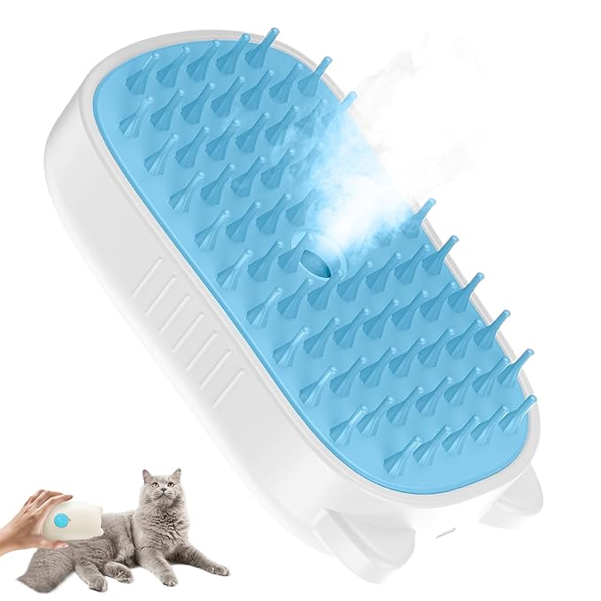 Cat Steam Brush, Dog Cat Grooming Massaging Comb, Pet Massage Brush, for Short & Long Haired Kittens Loose Hair Removal Puppies Bathing Shower Grooming