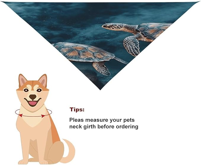 Dog Bandana Spring Pet Scarf Adjustable Triangle Turtle Swimming in The Sea Printing Dog Bib Washable Polyester Puppy Bandana for Small Medium Large Dogs Cat Birthday Party Supplies
