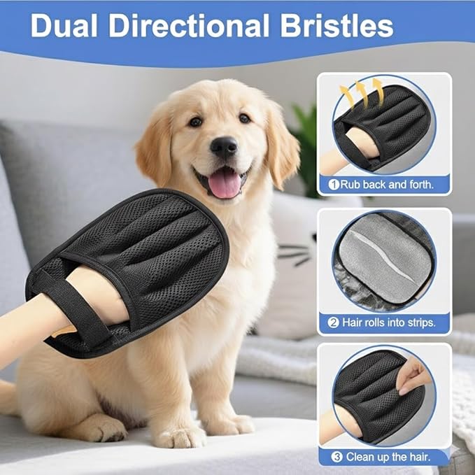 Pet Hair Removal Glove for Cats & Dogs, Five-Finger Pet Hair Glove, Magic Brush Pet Hair Remover Tool for Laundry, Couch, Carpet, Car Seat