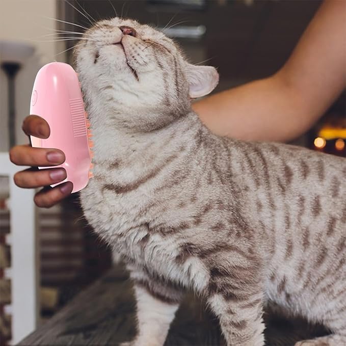 BESTonZON 2pcs Self-cleaning Cat Steamer Brush Multi-use Grooming Tool for Dogs and Cats Bath Brush Massage Bristles for Spa-like