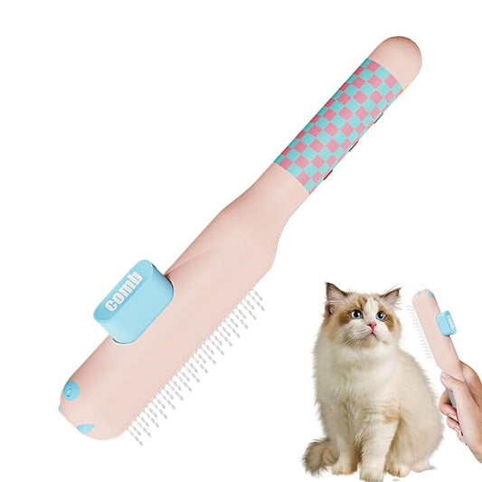 Pet Comb | Self-Cleaning Non-Slip Brush Supplies with Metal Teeth | Cat Hair Comb,for Dog Puppy Animals Indoor Home Shedding