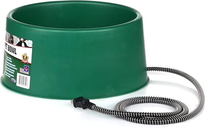 Farm Innovators P-60 1.5 Gallon 60 Watt Heated Pet Water Bowl, Thermostatic Control & Anti Chew Cord, Green (3 Pack)