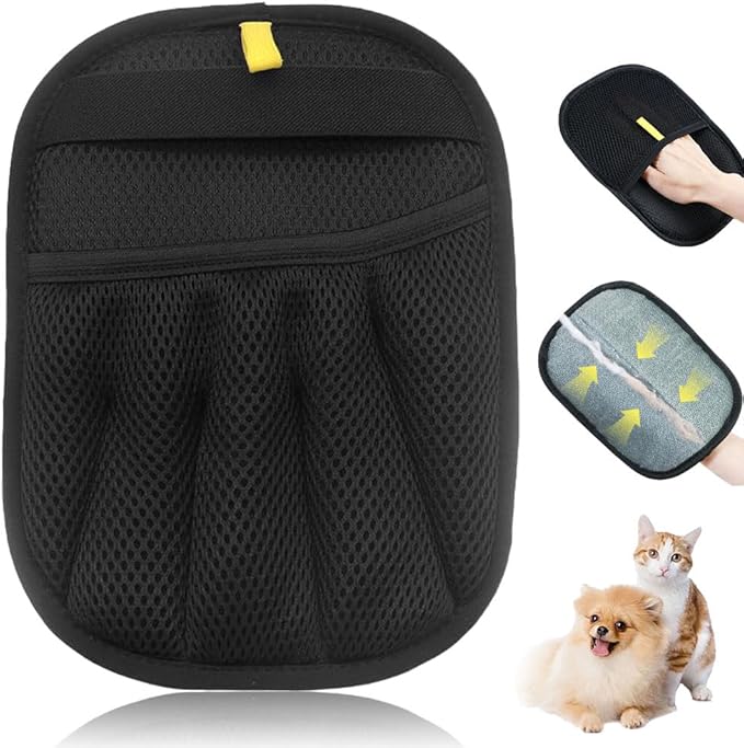 Electrostatic Gloves for Pet Hair Removal, Electrostatic Pet Hair Removal Gloves Brush for Pets Hair, Reusable Cats & Dogs Grooming Gloves for Hair Removal (Yellow*C, 1)