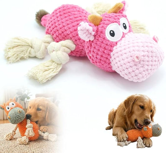Indestructible Dog Toy, 2026 New Durable Dog Toys for Aggressive Chewers, Plush Chew Toy for Small Medium Large Dogs (Pink)