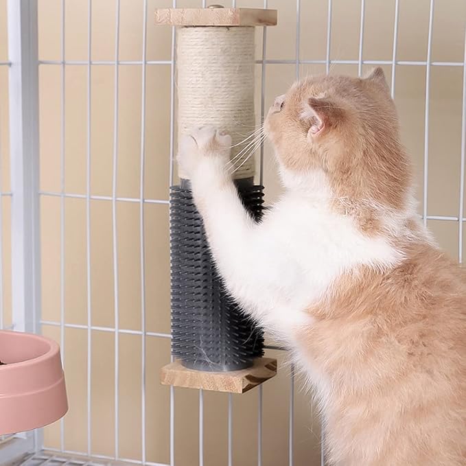 SHENGOCASE 2-Pack Cat Scratching Post for Crate Cage, Cage Mounted Scratching Post with Self Groomer and Massager, Cat Kennel Playpen Accessories