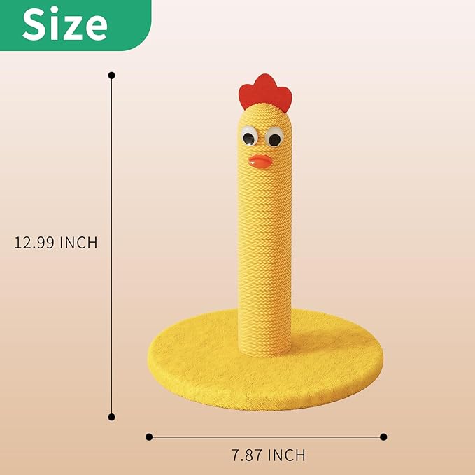 Cat Tree for Indoor Cats — Yellow Chick Mini Scratching Post, Compact Apartment Cat Tower for Kittens & Adult Cats, Fun Play & Furniture Protection