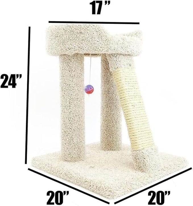 Cat Scratch Post with Bed - Elevated Cat Tree & Plush Perch