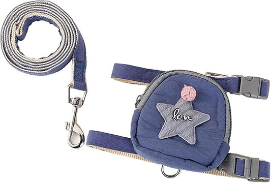 Pet Harness Leash Set, Cute Backpack Cat Vest Belt Leash Snap Design Pet Harness Leash Comfortable and Breathable Dog Vest Leash Outing Supplies School Bag Pet Supplies