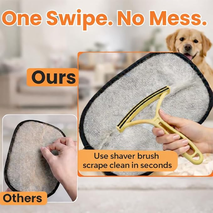 2 Pack Electrostatic Pet Hair Remover Glove with Cleaning Brush for Cats & Dogs, 2026 Upgraded Reusable 5-Finger Grooming Gloves – Magic Brush Tool for Furniture, Couch, Carpet, Car & Clothing (Black)