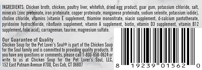 Chicken Soup for The Soul All Natural Premium Adult Wet Cat Food, Real Meat First Ingredient, No by-Products, Artificial Colors, Flavors or Preservatives, Chicken & Whitefish Pate, 5.5oz (Pack of 24)