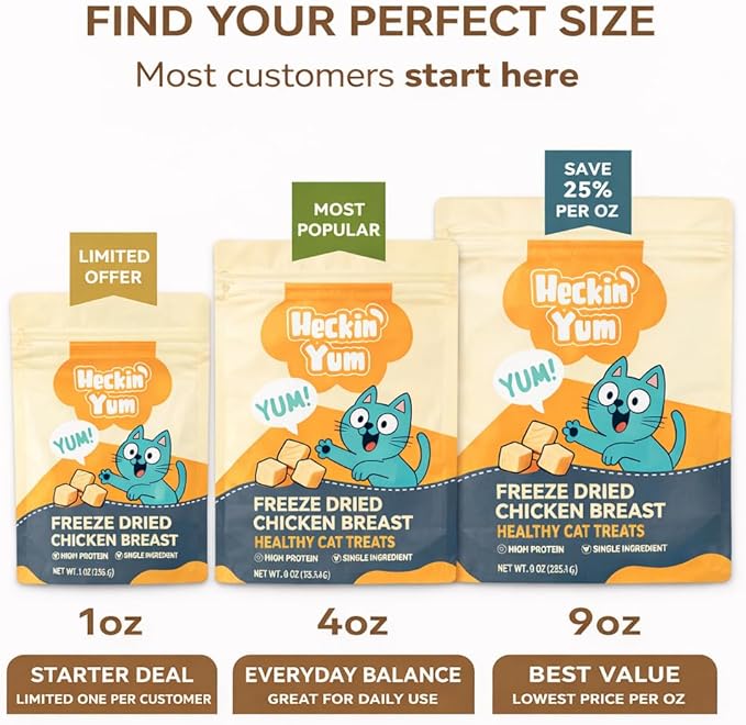 Freeze Dried Chicken Cat Treats 9 oz- Single Ingredient, Grain-Free, Gluten-Free, Filler-Free Freeze Dried Raw Cat Food Topper
