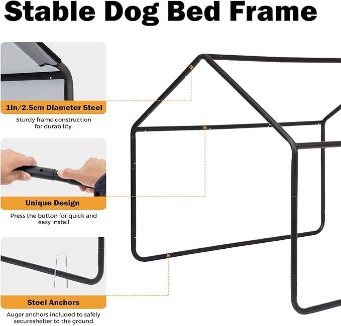 XLarge Outdoor Dog House 4'x4'x3.2' for Large Dogs, Animal Shelter with Doors and Mesh Window, Outside Sun Rain Canopy Pet House for Dogs, Cats, Small Animals and Livestock
