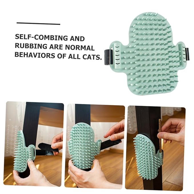 TOYANDONA Wall Corner Cat Massage Comb Wooden Cat Self Grooming Brush with Herbal Stick Pet Hair Removal Tool for Kitten Random Color