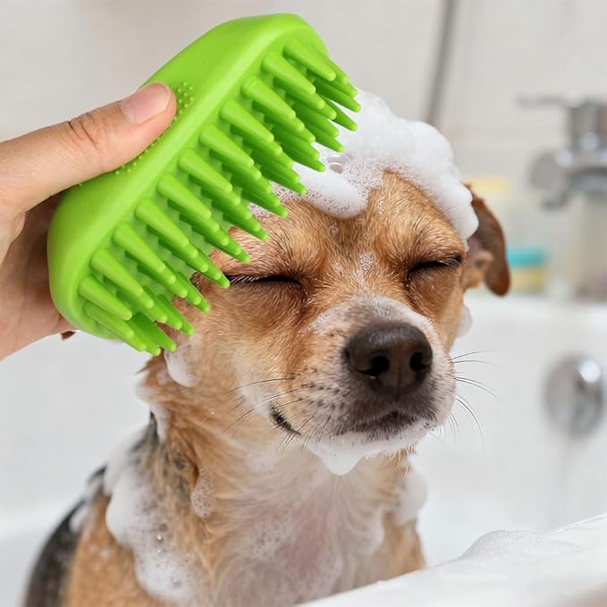 Pet Bath Brush Dog Cat Massage Hairbrush Comb for Grooming Shower Scrubbing Shedding Massage Long Short Hair Pets Cats Dogs Supplies - Blue