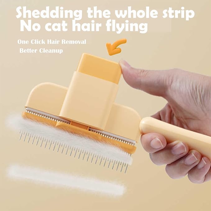 Pet Hair Removal Tool Comb Flea Comb, 2025 Cat Grooming Brush with Release Button,Pet Comb Grooming Brush for Dogs and Cats, Upgrade Self Cleaning Pet Hairs Combs(Green)