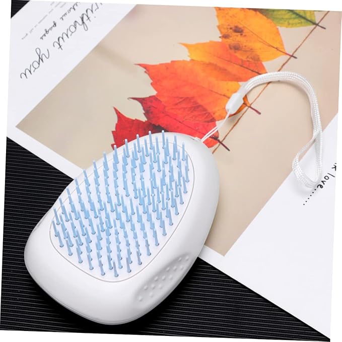 Garneck PET Grooming Comb for Cats and Dogs ABS PET Hair Brush with Floating Hair Removal Feature Sky Blue with Hanging Lanyard
