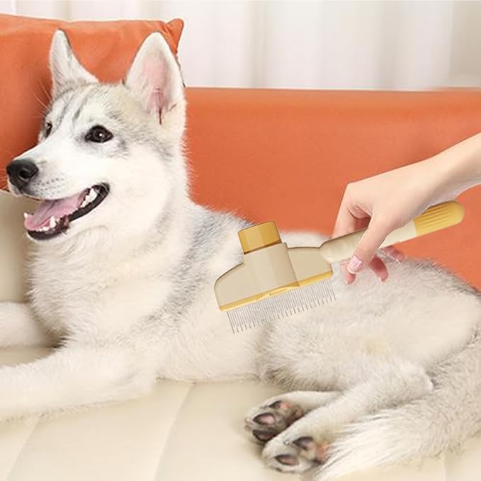 Pet Knotting Comb for Dogs, Cat Grooming Comb for Hair Knots, Puppy Grooming Combs, Pet Hair Remover Combs, Flea Cleaning Brush with Button Function
