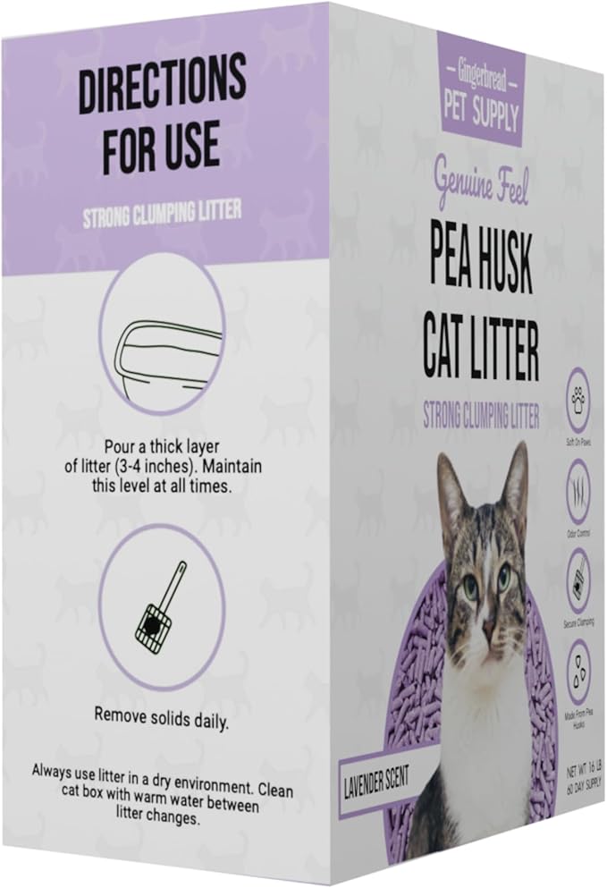 Premium Pea Husk Scented Cat Litter for Happy and Healthy Cats. (15 lbs)(Lavender)