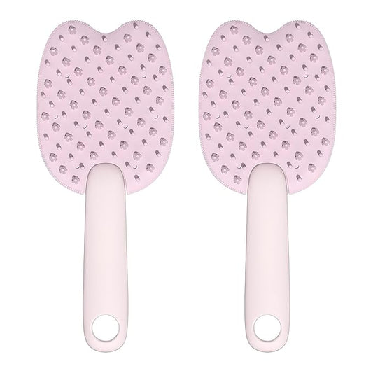 All-in-One PP Pet Brush, Double-Side Cat Grooming Brush, Pet Grooming Brush for for Short & Medium-Haired Cats and Dogs, Cat Brush for Removing Floating Hair (Pink (2pcs))