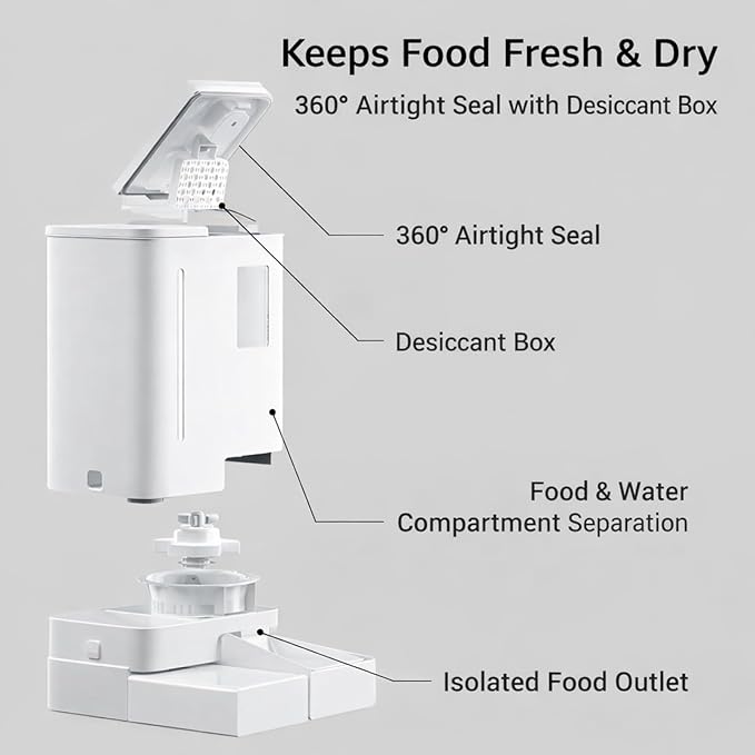 Waithem Wi-Fi Automatic Pet Feeder and Waterer for Cats&Dogs, 2-in-1 Set Large Capacity for 2 Weeks, Intuitive App Operation, 2 Way Power Supply, Detachable for Cleaning