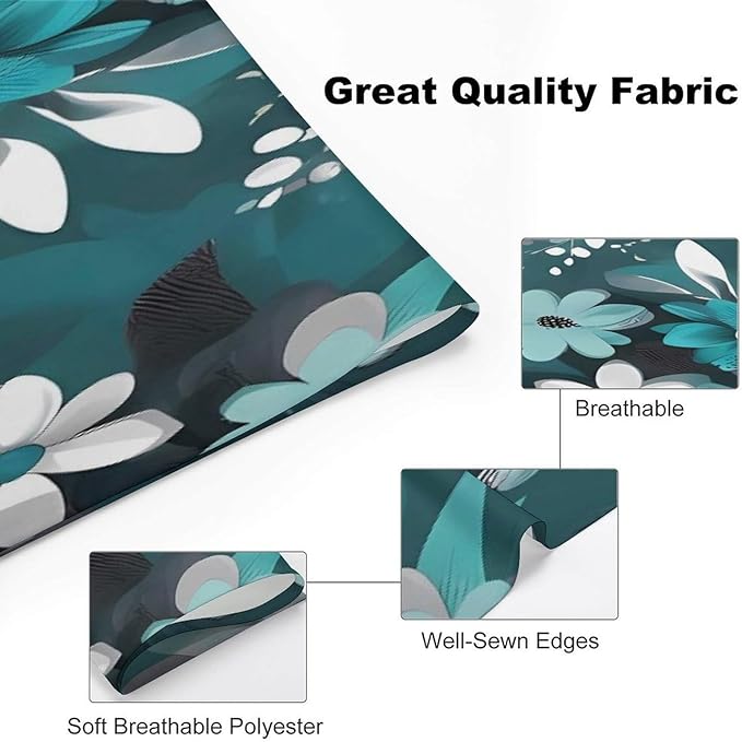 Dog Bandana Spring Pet Scarf Adjustable Triangle Teal Grey and White Floral Printing Dog Bib Washable Polyester Puppy Bandana for Small Medium Large Dogs Cat Birthday Party Supplies