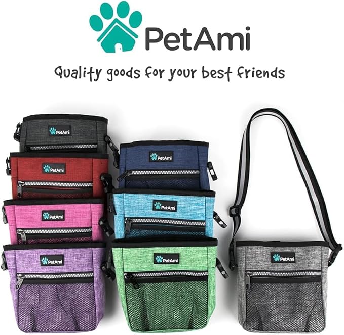Dog Treat Pouch, Pet Treat Pouch for Training, Dog Walking Bag Holder for Kibbles, Pet Food Toy, Dog Trainer Essentials Supplies, Heather Gray/One Size